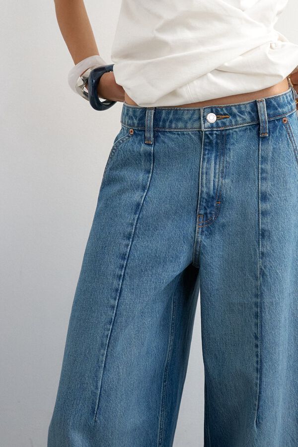 Topshop Vaquero barrel tiro medio azul