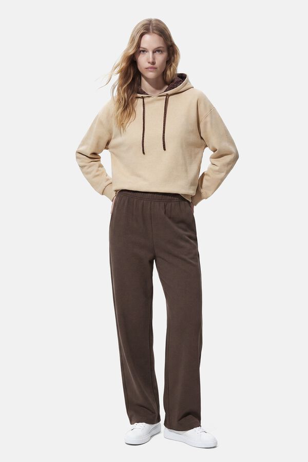 Pieces Sudadera con capucha estampada beige
