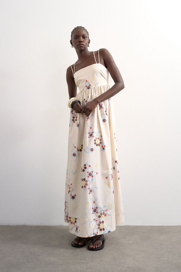 Topshop Vestido largo flores naranja