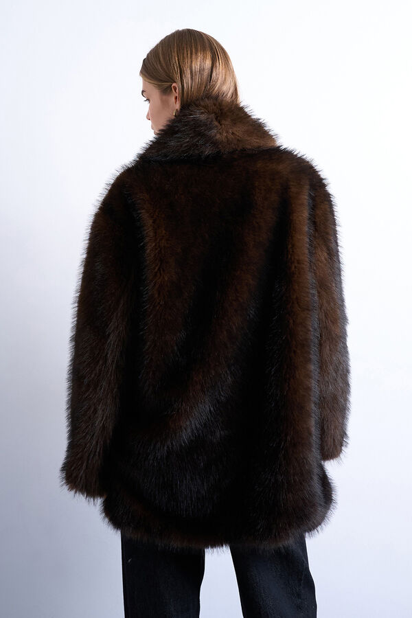 Topshop Chaqueta de pelo marr&oacute;n