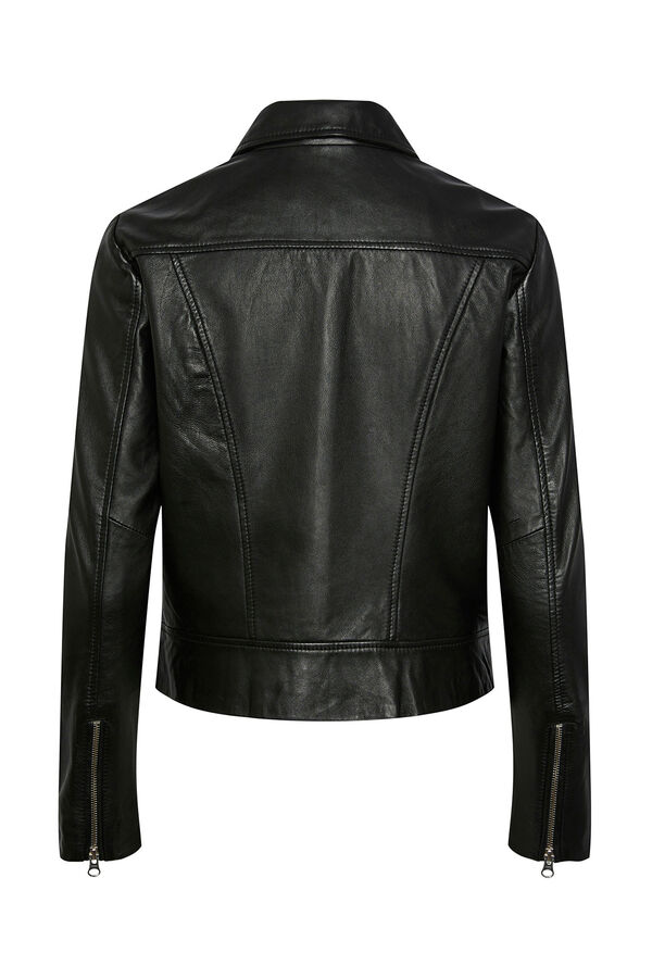 Pieces Chaqueta de piel tipo biker negro