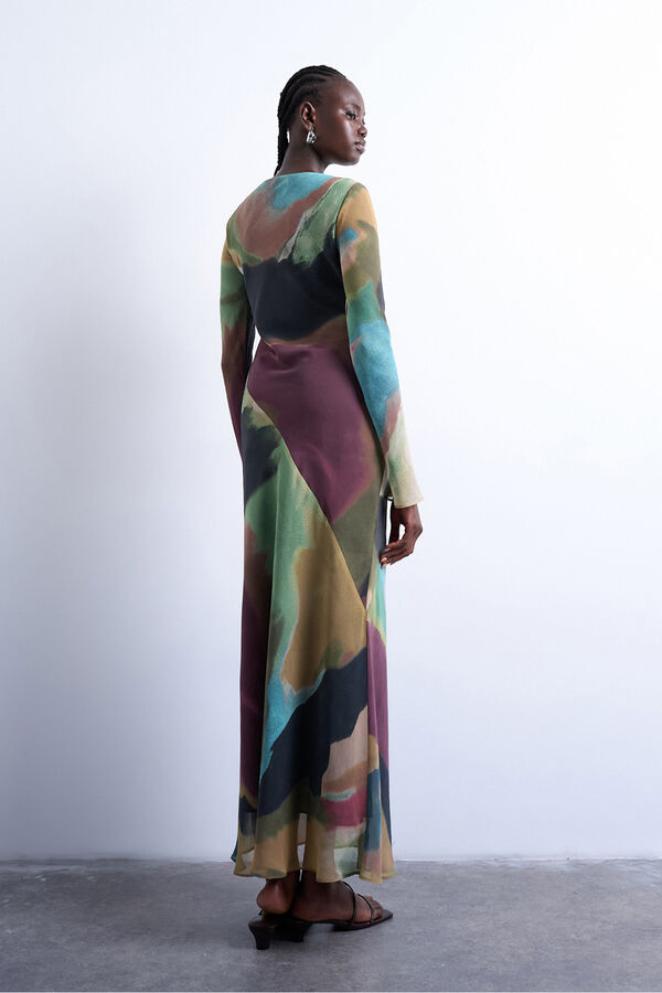 Topshop Vestido de manga larga marr&oacute;n