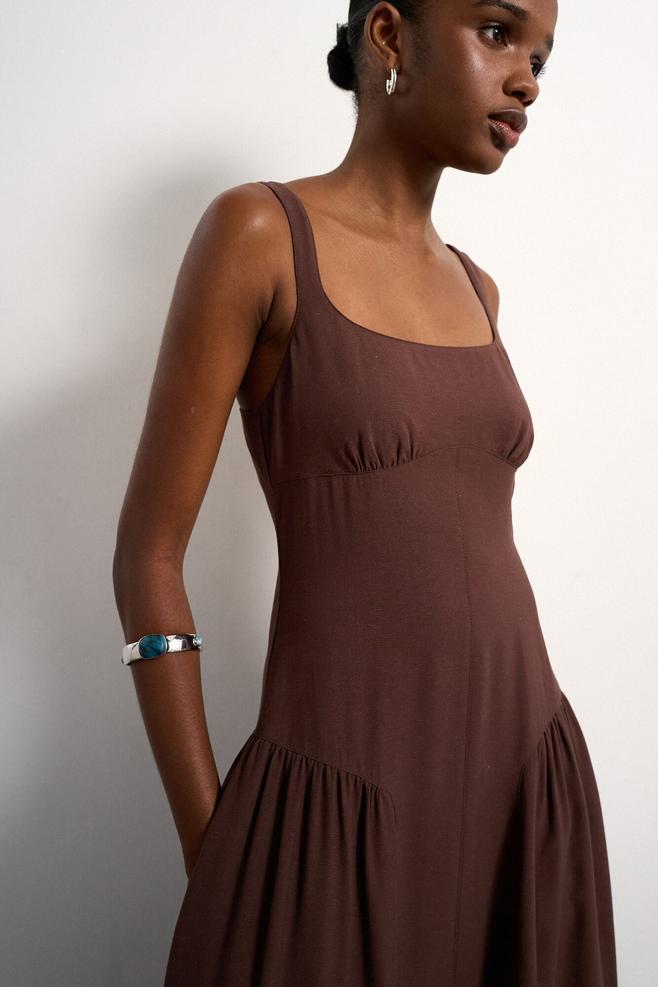 Topshop Vestido midi de tirantes