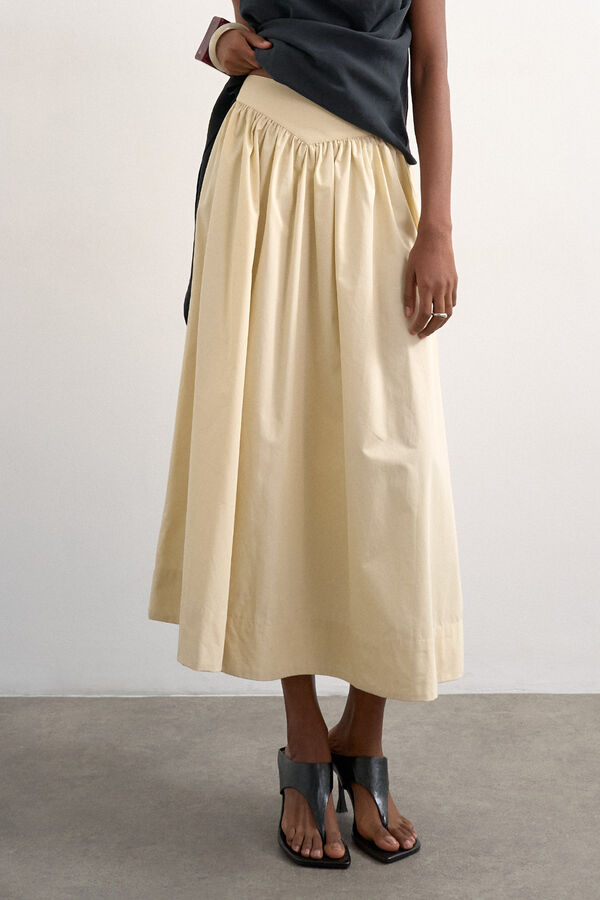 Topshop Falda larga detalle fruncido amarillo