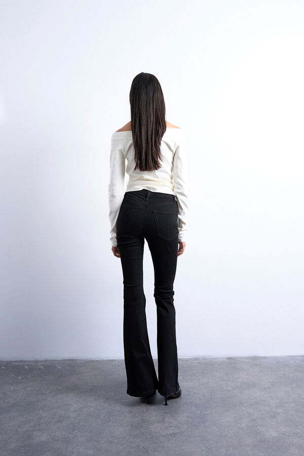 Topshop Jeans flare de tiro alto negro