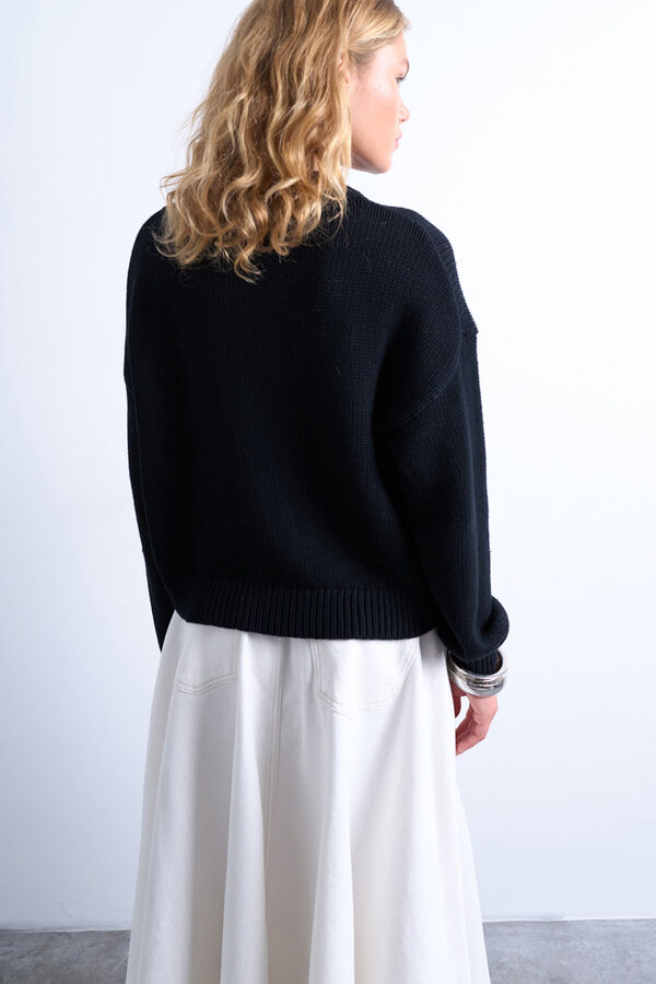 Topshop Jersey de manga larga con bordado negro