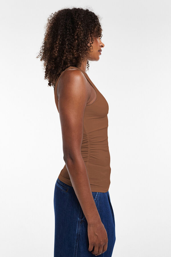 Topshop Top cuello redondo marr&oacute;n