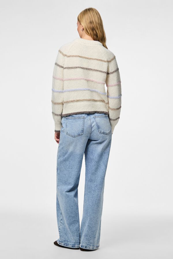 Pieces Jersey de punto cuello redondo gris