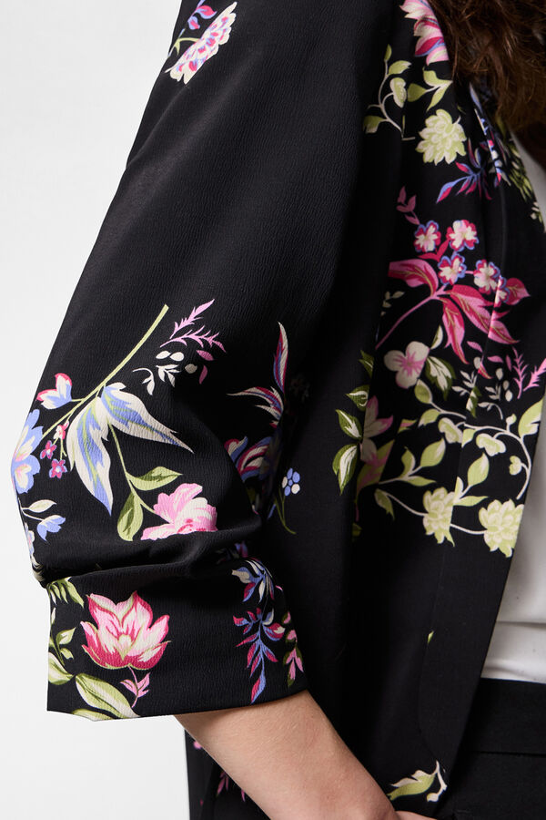 Pieces Blazer estampada con manga tres cuartos negro