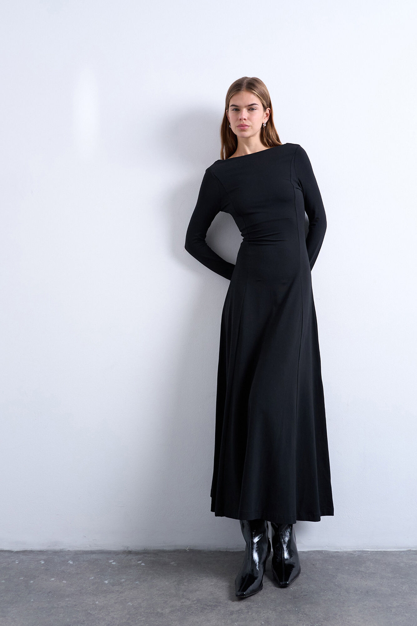 Topshop Vestido largo de manga larga con modal