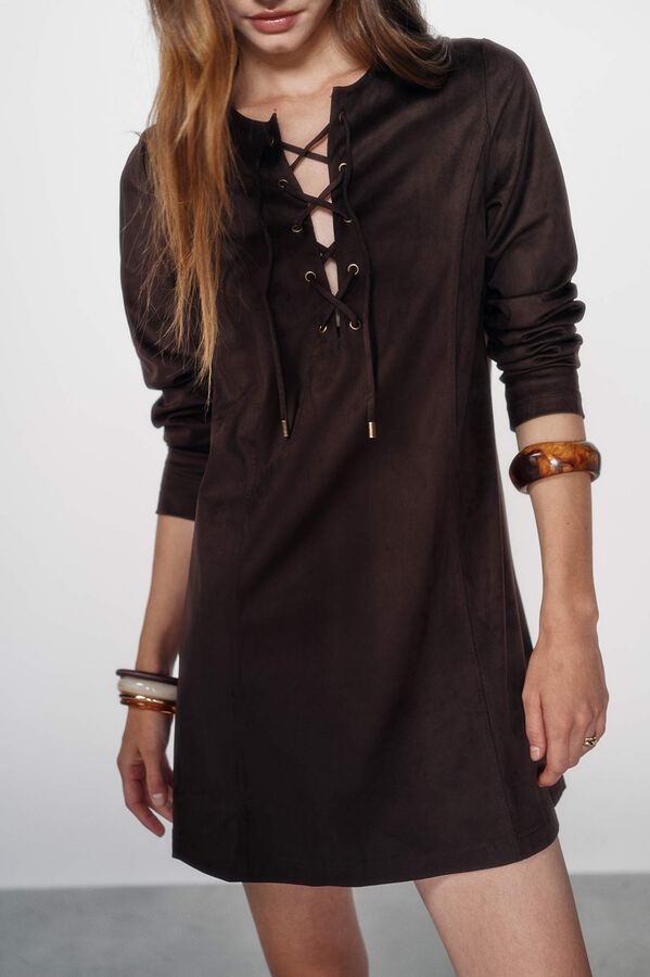 High Spirits Vestido Ribbon marr&oacute;n