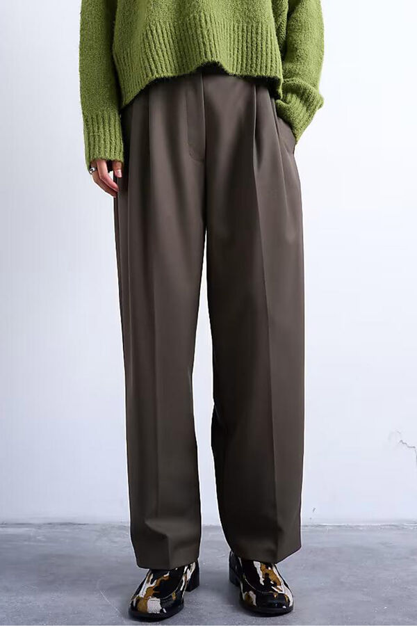 Topshop Pantalones holgados de pierna ancha verde