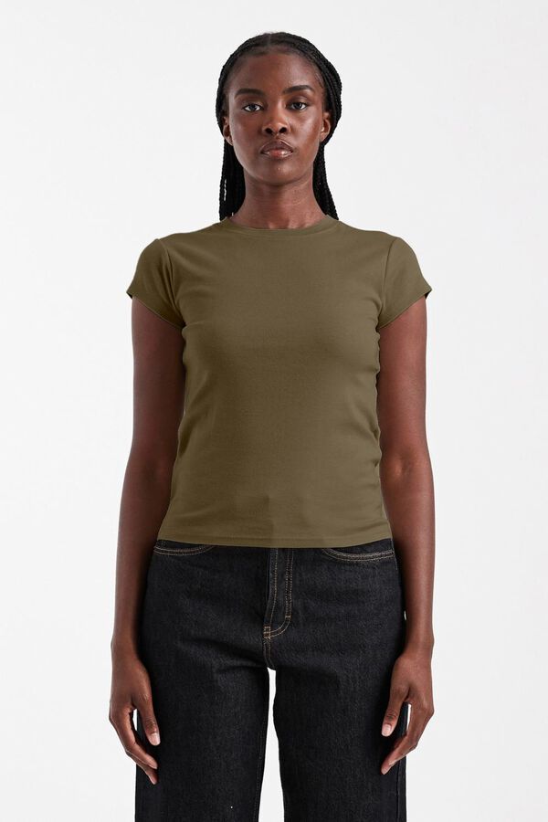 Topshop Camiseta manga corta algod&oacute;n marr&oacute;n