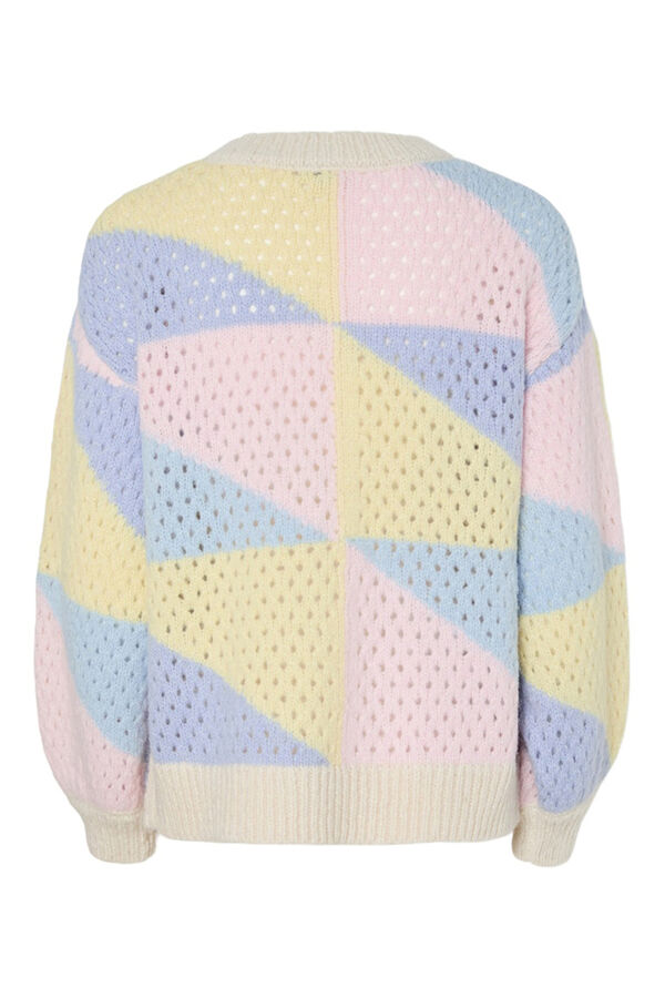 Pieces C&aacute;rdigan calado oversize geom&eacute;trico gris