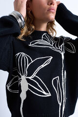 Topshop Jersey de manga larga con bordado negro