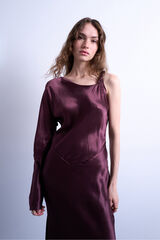 Topshop Vestido midi de un hombro morado/lila
