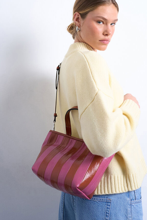 Topshop Bolso de hombro rayas rosa