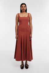 Topshop Vestido midi tirantes naranja