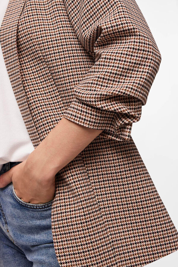 Pieces Blazer estampada floral con manga tres cuartos verde