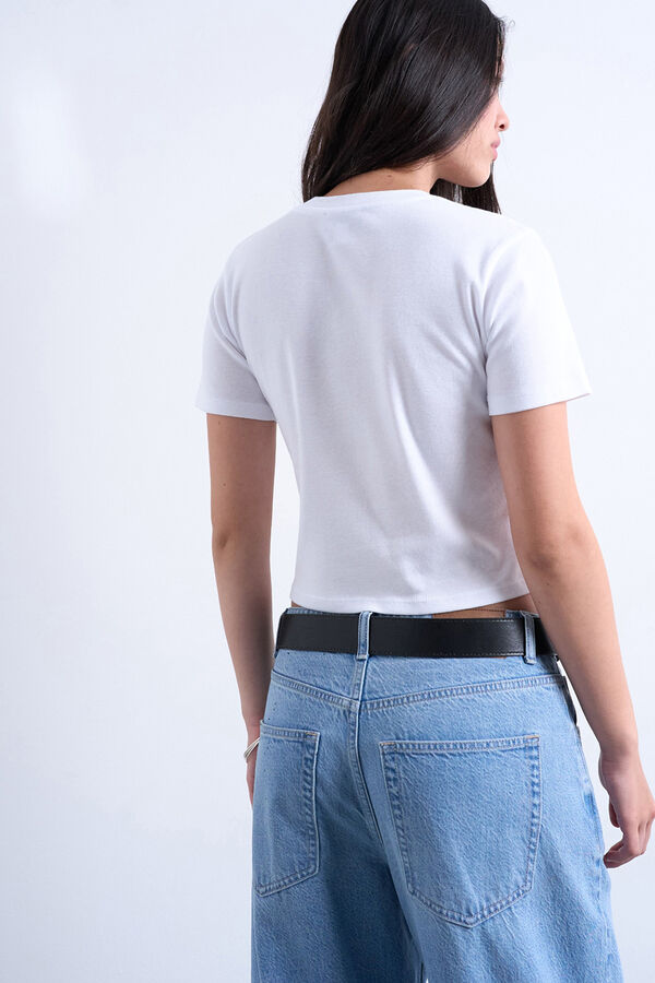 Topshop Camiseta corta b&aacute;sica de manga corta blanco