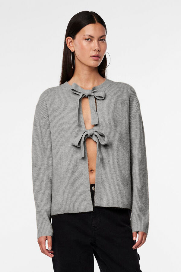 Pieces Jersey punto reversible c&aacute;rdigan lazada gris