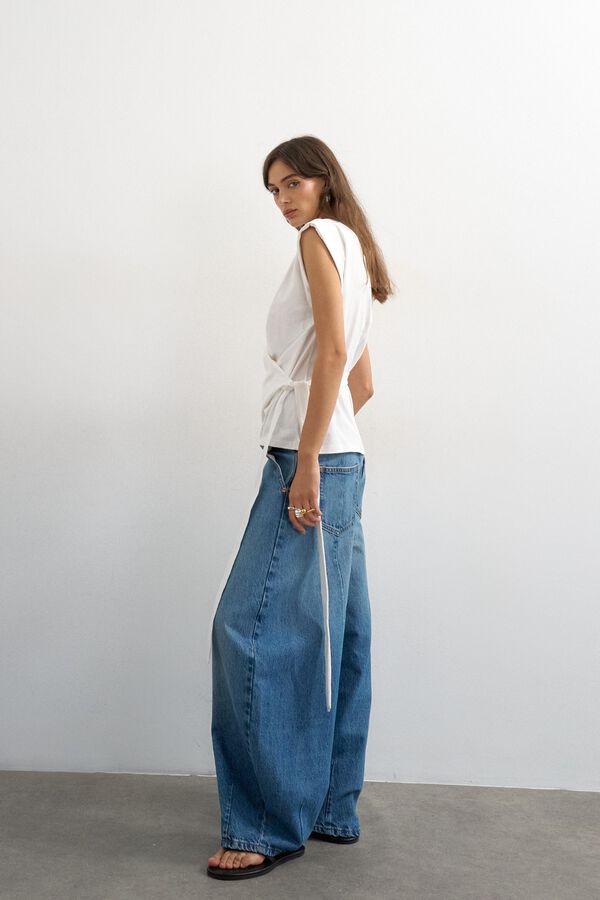 Topshop Vaquero barrel tiro medio azul