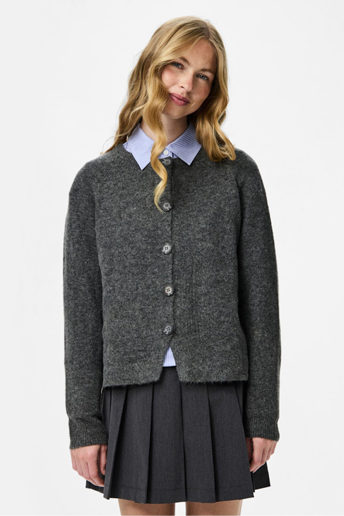 Pieces C&aacute;rdigan punto b&aacute;sico jaspeado