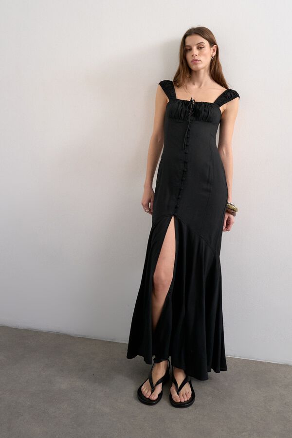 Topshop Vestido largo tirantes negro