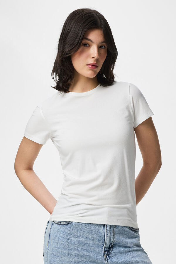 Pieces Camiseta b&aacute;sica blanco