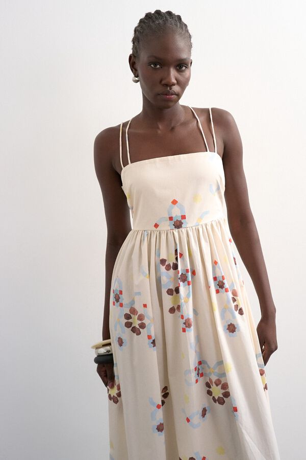 Topshop Vestido largo flores naranja