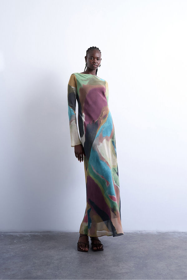 Topshop Vestido de manga larga marr&oacute;n