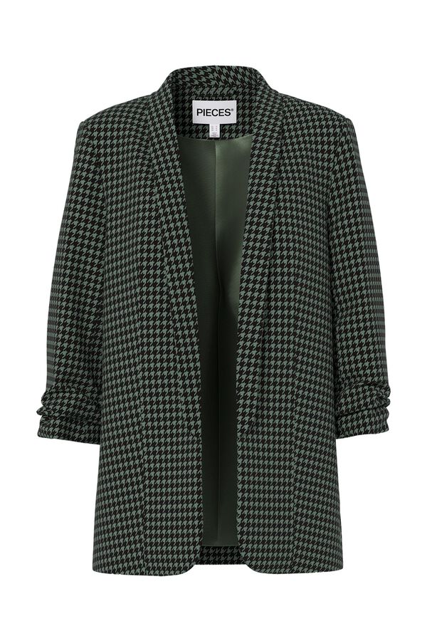 Pieces Blazer estampada con manga tres cuartos verde