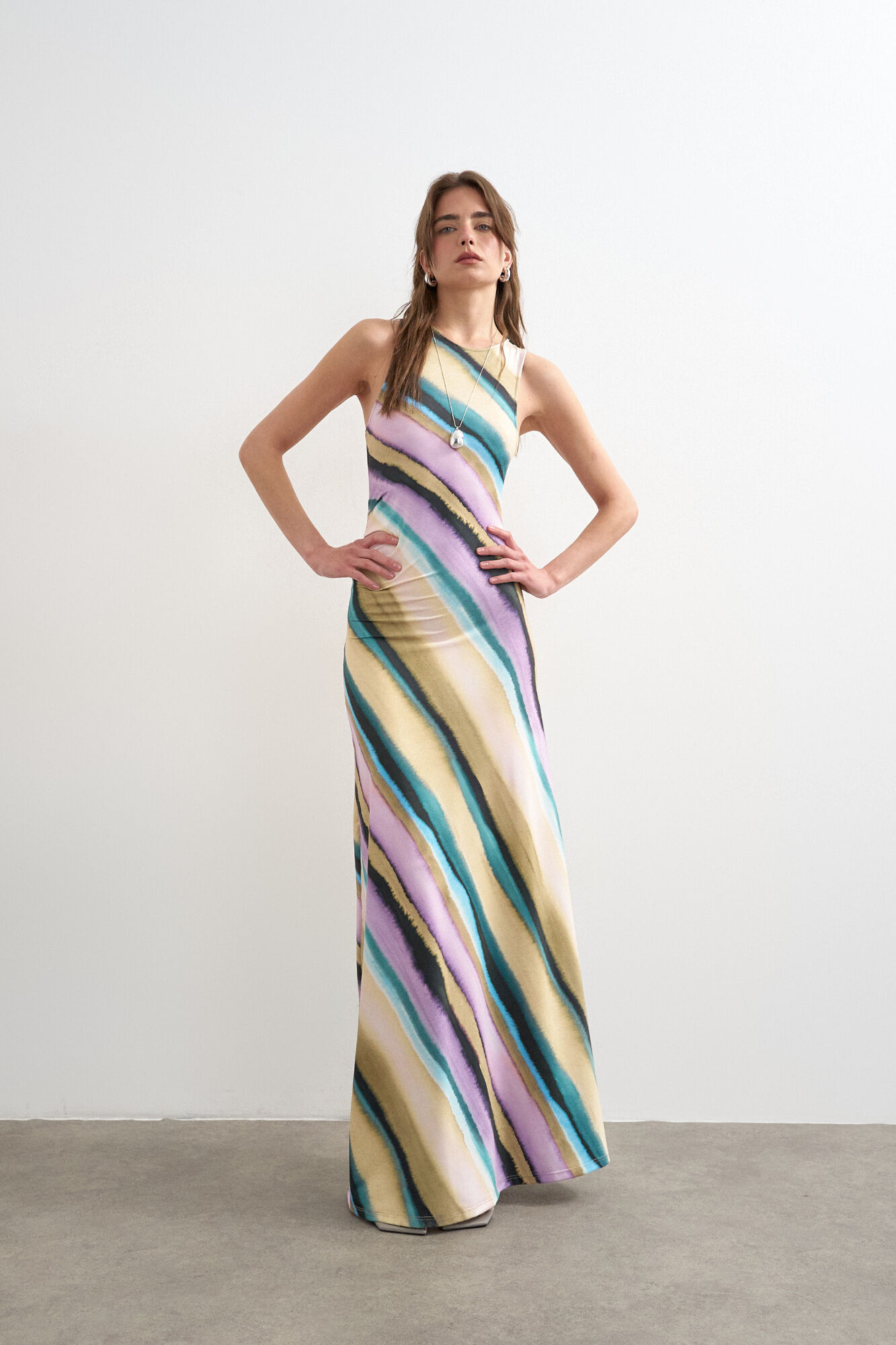 Topshop Vestido largo estampado