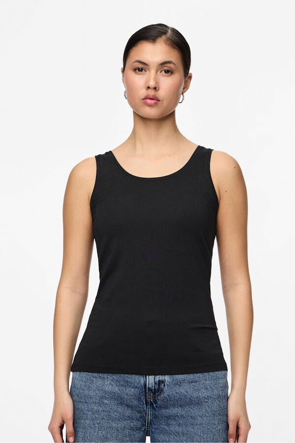 Pieces Tank top b&aacute;sico negro
