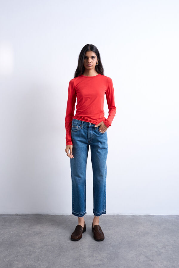 Topshop Jeans straight fit cropped. azul