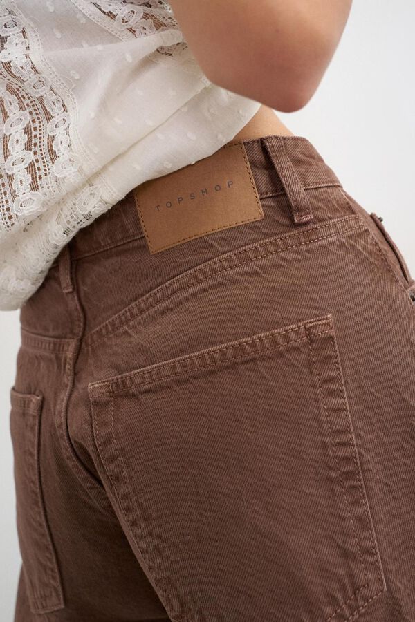 Topshop Jeans barrel tiro alto marr&oacute;n