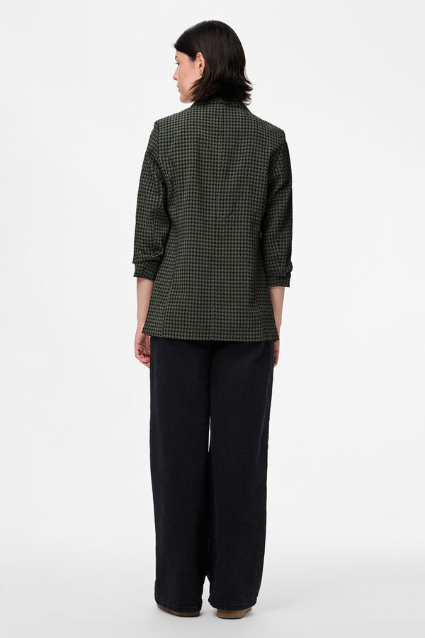 Pieces Blazer estampada con manga tres cuartos verde