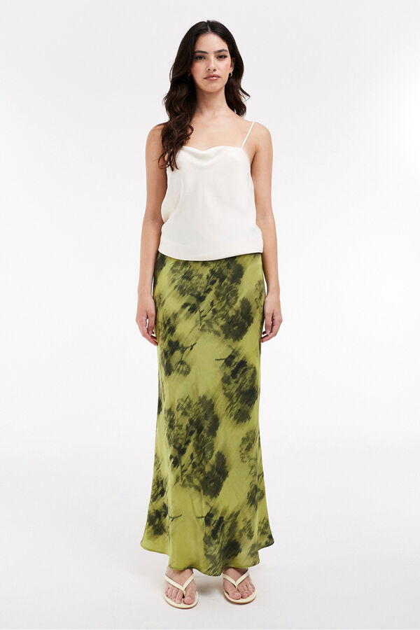 Topshop Falda larga estampada. verde