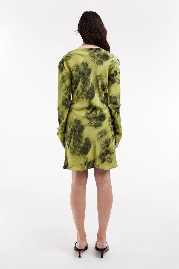 Topshop Vestido corto estampado de manga larga. verde