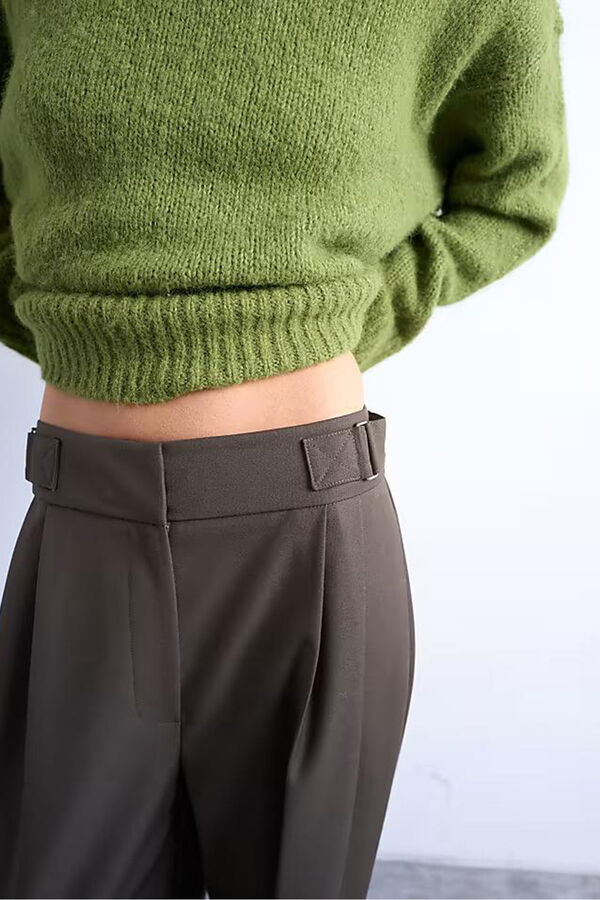 Topshop Pantalones holgados de pierna ancha verde