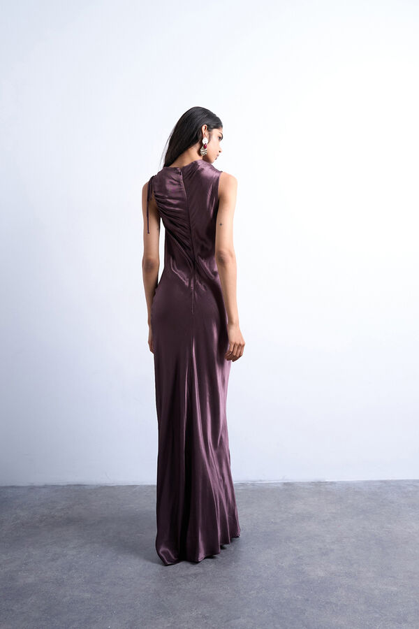 Topshop Vestido largo de corte maxi en viscosa LENZING&trade; ECOVERO&trade; morado/lila