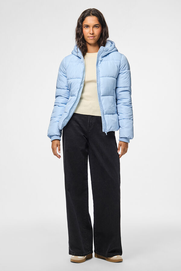 Pieces Chaqueta acolchada corta capucha azul