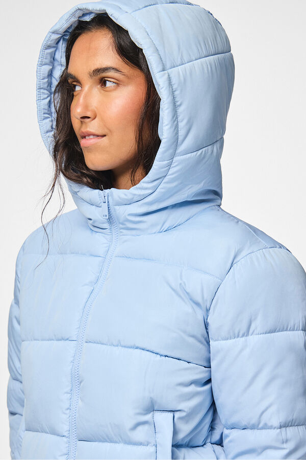 Pieces Chaqueta acolchada corta capucha azul