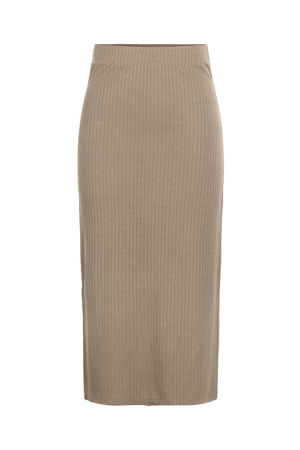 Pieces Falda midi beige
