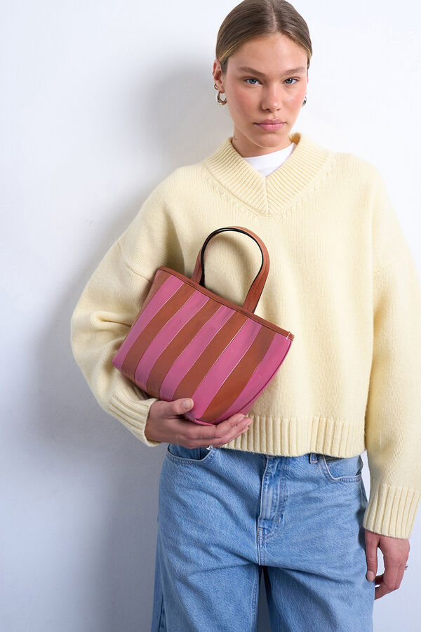 Topshop Bolso de hombro rayas rosa