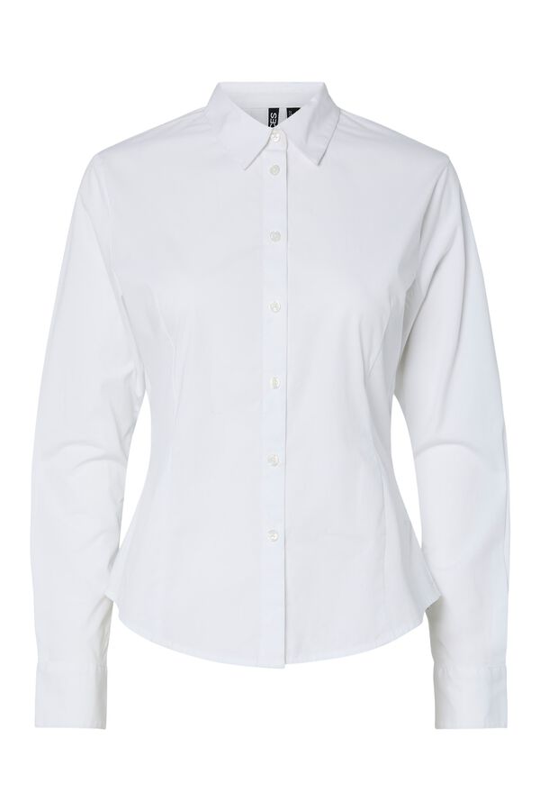Pieces Camisa ajustada manga larga blanco