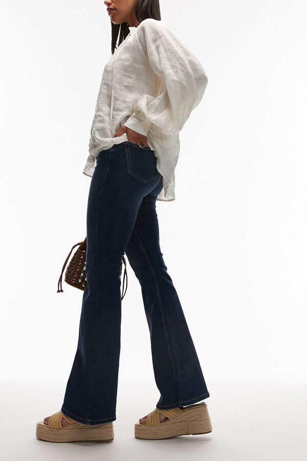 Topshop Jeans flare de tiro alto azul