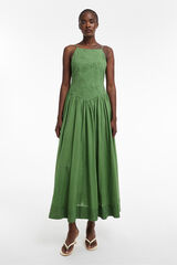 Topshop Vestido largo detalles bordados verde