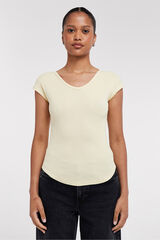 Topshop Top liso cuello pico amarillo