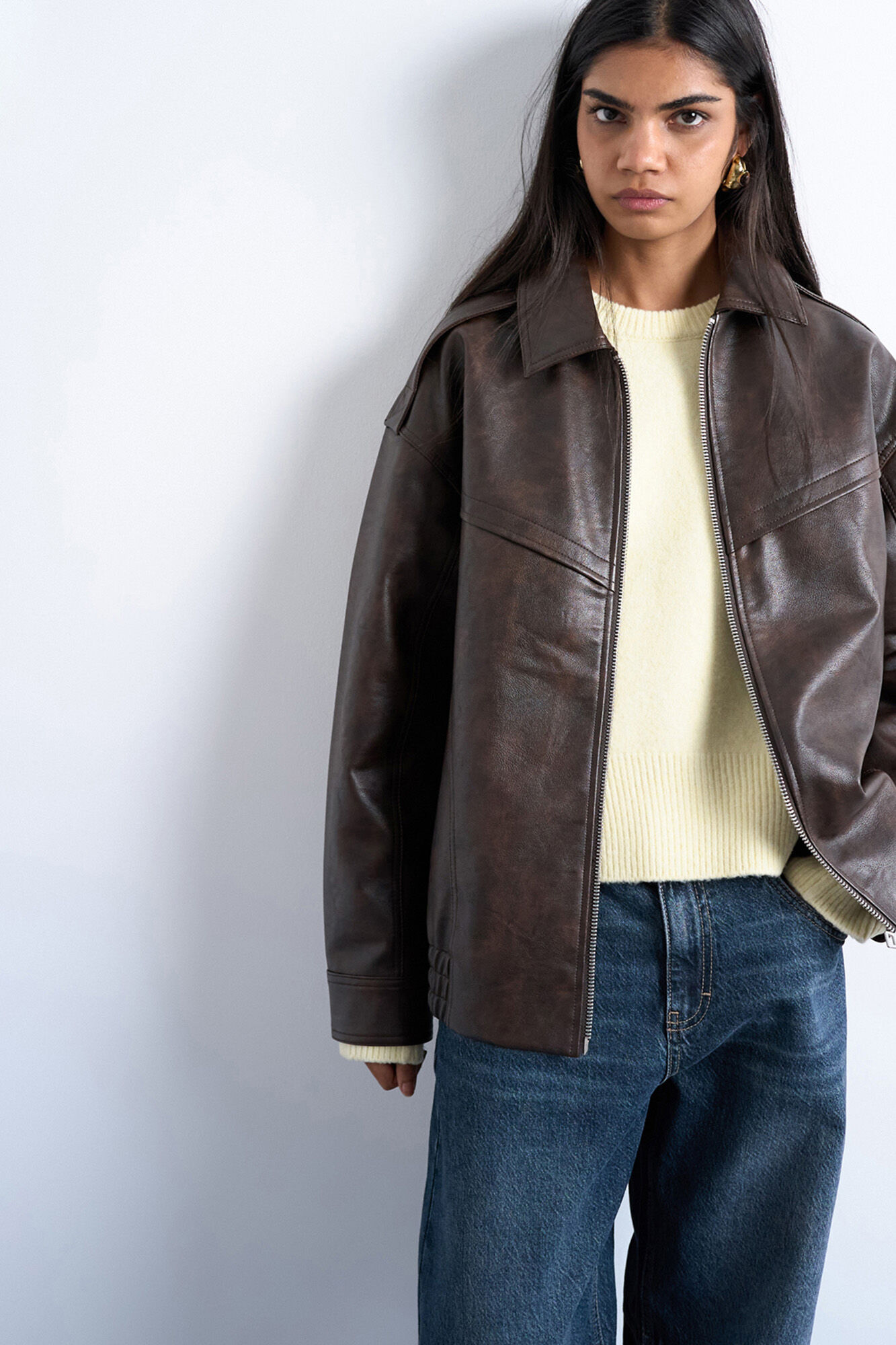 Topshop Cazadora corta con acabado coated (recubrimiento de poliuretano)